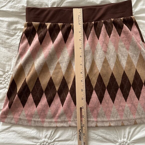 Jolie & Joy Women's Argyle Mini Skirt Academia Preppy Old Money Size Medium NWT - Picture 7 of 12